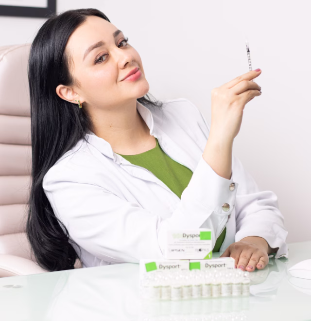 Mujer mostrando resultados de eliminación de líneas de expresión con toxina botulínica en Bogotá